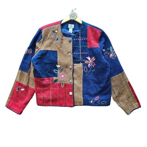 Koret Cottage Core Patch Work Floral Embroidered Cardigan XL